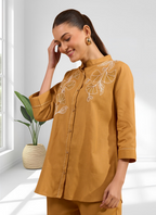 Joban Fashion Coral Cotton, Linen Embroidered Readymade Cord Set | Grocsy