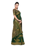 Mimosa Women's Dark Green Kanchipuram Art Silk Saree | Grocsy