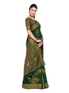 Mimosa Women's Dark Green Kanchipuram Art Silk Saree | Grocsy
