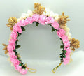 Baby Pink Rose & Gold Gajra | Grocsy