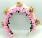 Baby Pink Rose & Gold Gajra | Grocsy