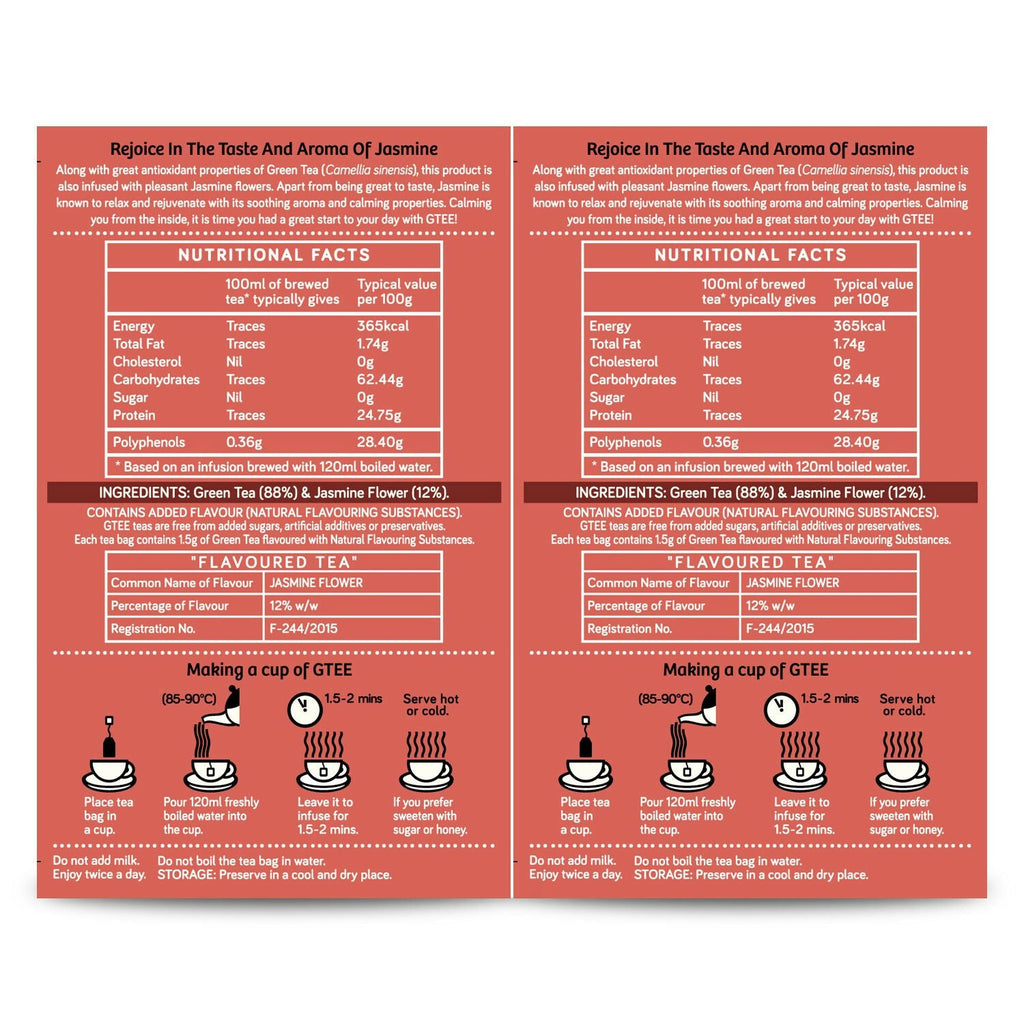 Gtee Green Tea Bags - Jasmine | Grocsy