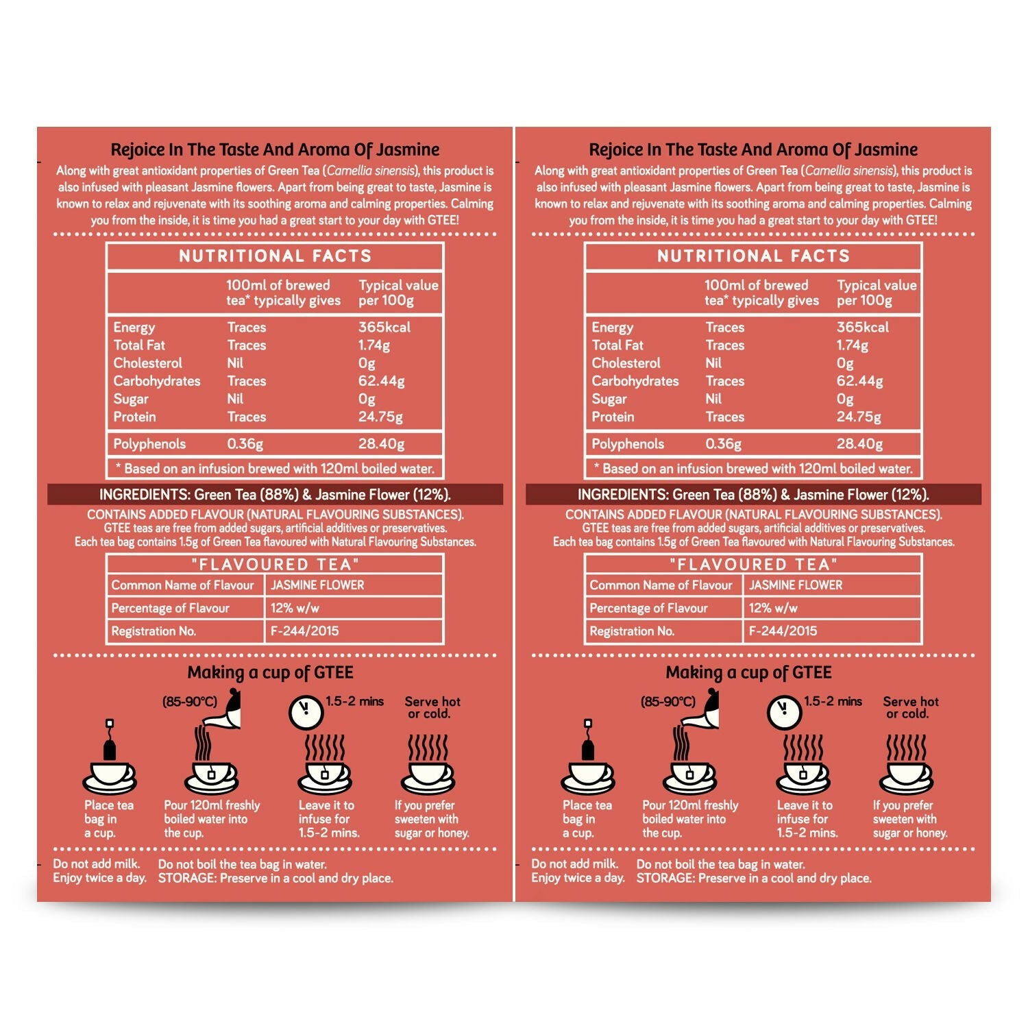 Gtee Green Tea Bags - Jasmine | Grocsy