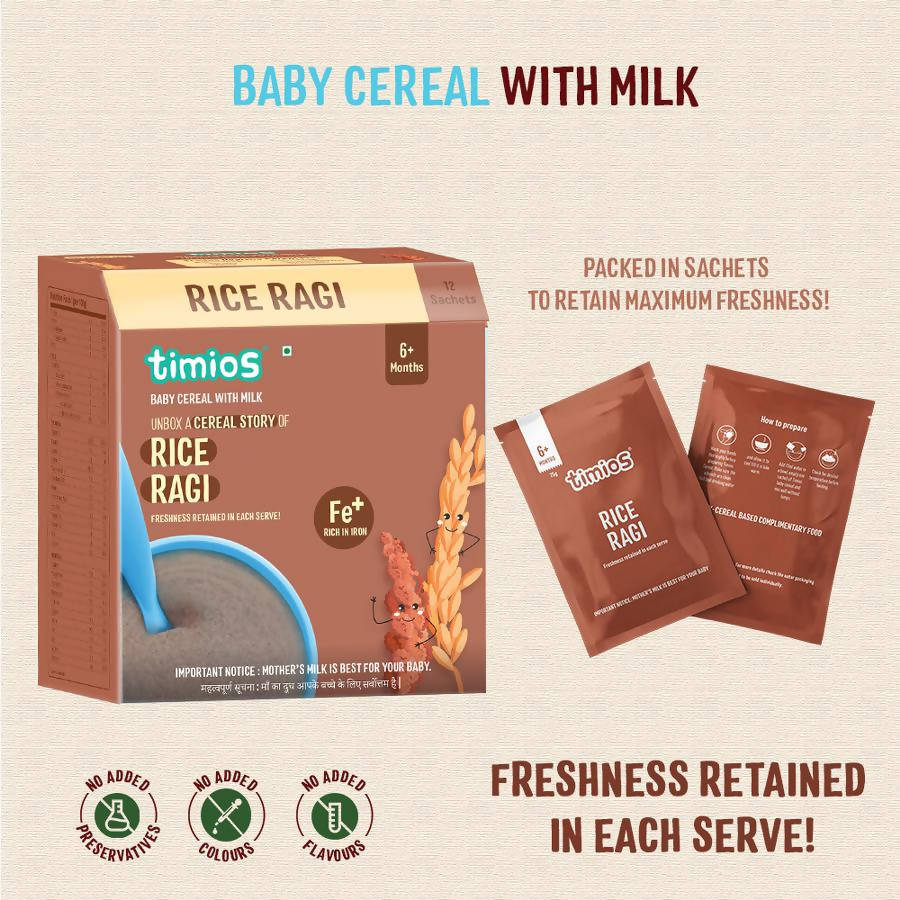 Timios Organic Rice Ragi Baby Cereal | Grocsy