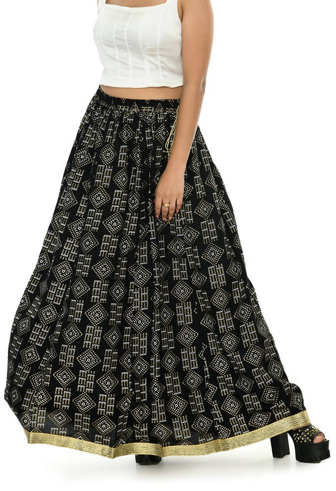 Mominos Fashion Moeza Cotton Black Printed Lehenga (Lancha) | Grocsy