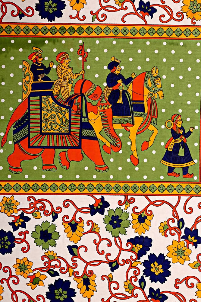 Vamika Printed Cotton Green Bedsheet With Pillow Covers (LEOC_HTHY_G) | Grocsy