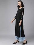 Yufta Black Kurta with Palazzo Set | Grocsy