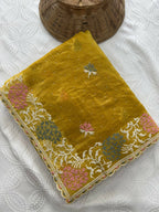 Teeya Creation New Womens Latest Party Wear Soft Chiffon Silk Saree-Yellow | Grocsy