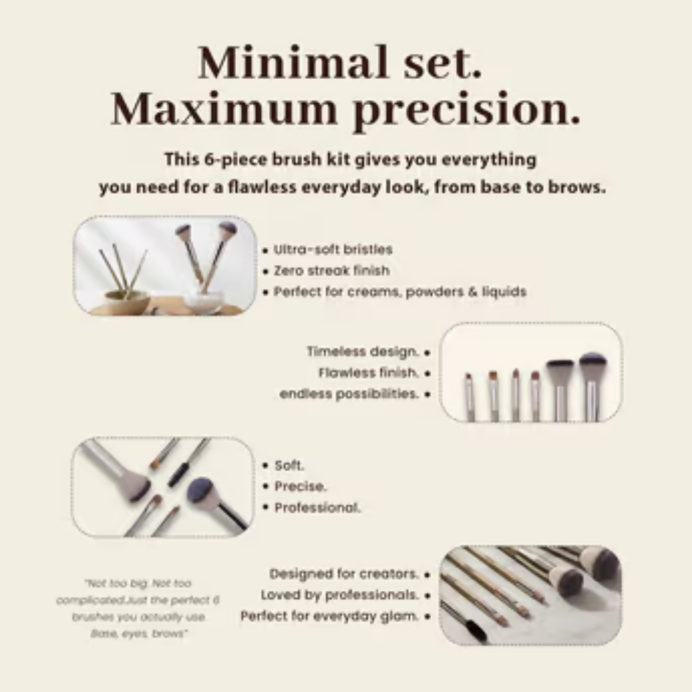 Bronson Professional 6Pc Face & Eye Brush Easy Blending | Grocsy