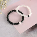 NVR Men & Women White & Black Marbel Crystal Elasticated Bracelet | Grocsy