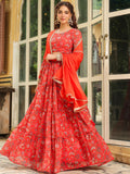 Janasya Red Georgette Floral Lehenga Choli Dupatta | Grocsy