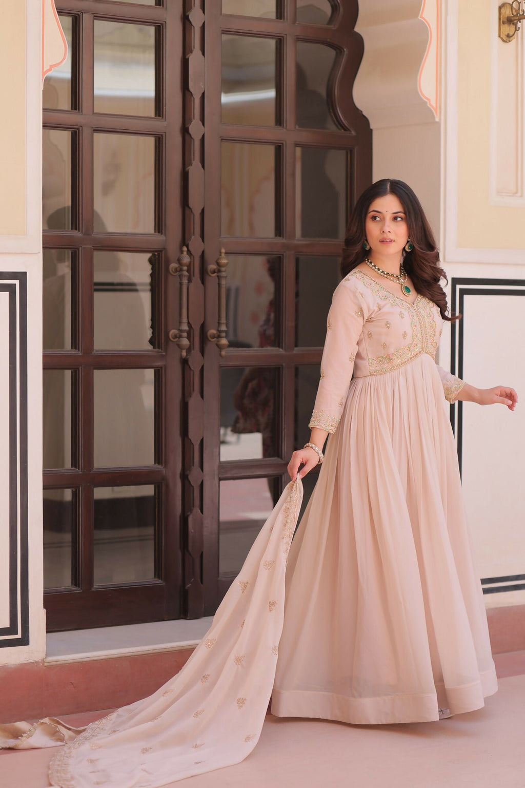 Joban Fashion Chiku Georgette Sequence Embroidery Work Kurta Set | Grocsy