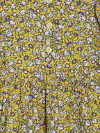 Manet Girls Cotton Frill Sleeve Frock Flower Print - Mustard Yellow | Grocsy