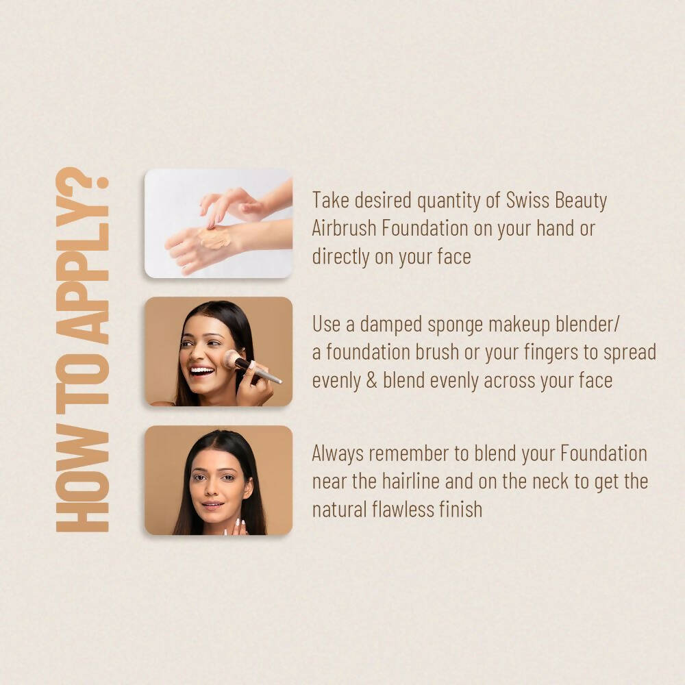 Swiss Beauty Airbrush Finish Full Coverage Foundation - Golden Beige | Grocsy