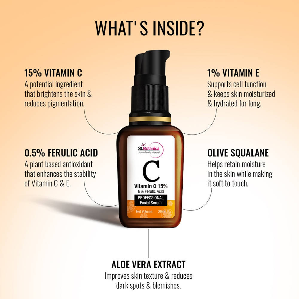 St.Botanica Vitamin C 15% E & Ferulic Acid Professional Facial Serum | Grocsy