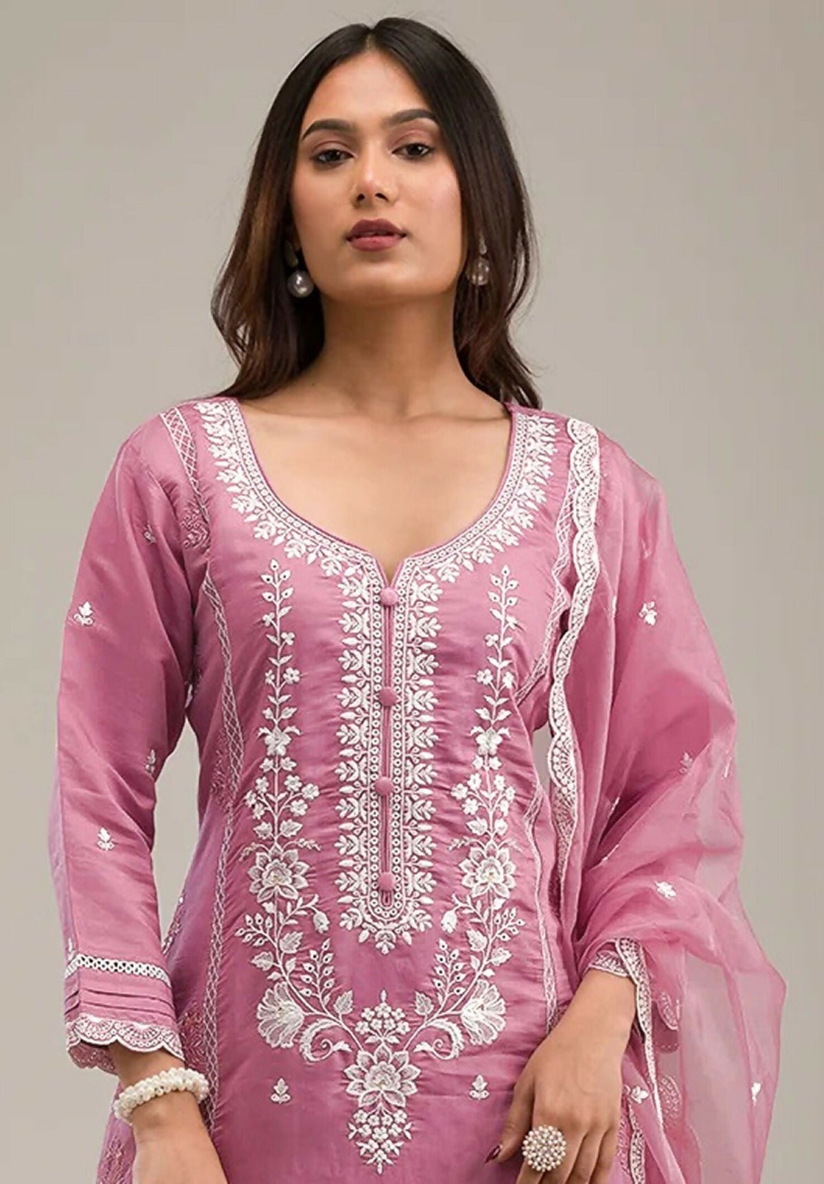 Anaita Pink Embroidered Silk Stitched Salwar suit | Grocsy