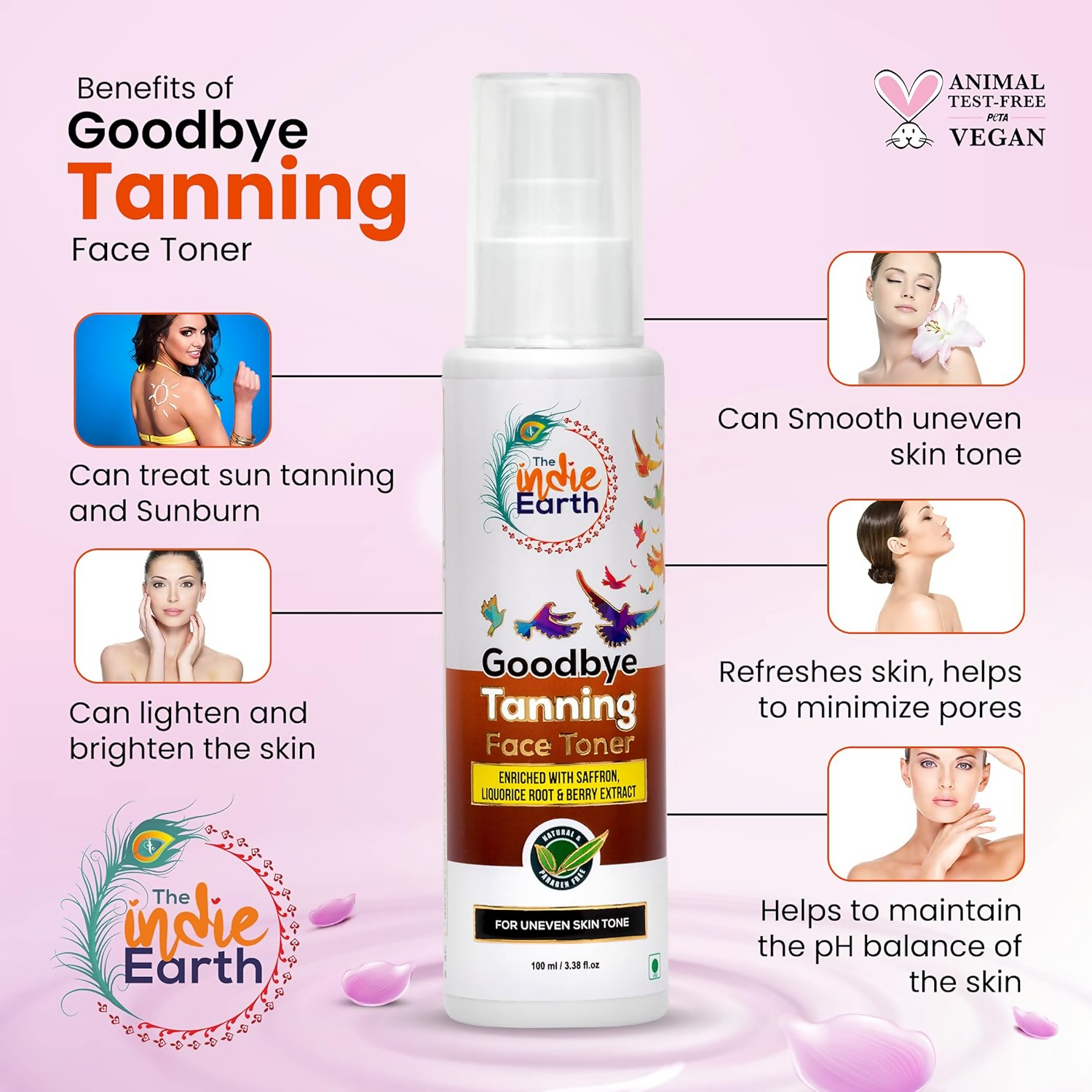 The Indie Earth Goodbye Tanning (Skin Brightening) Face Toner | Grocsy