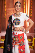 AI Fashion White Art Silk Designer Navratri Lehenga Choli Collection | Grocsy