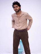 Diva Globe Men Checkard Lapel Collar Shirt | Grocsy