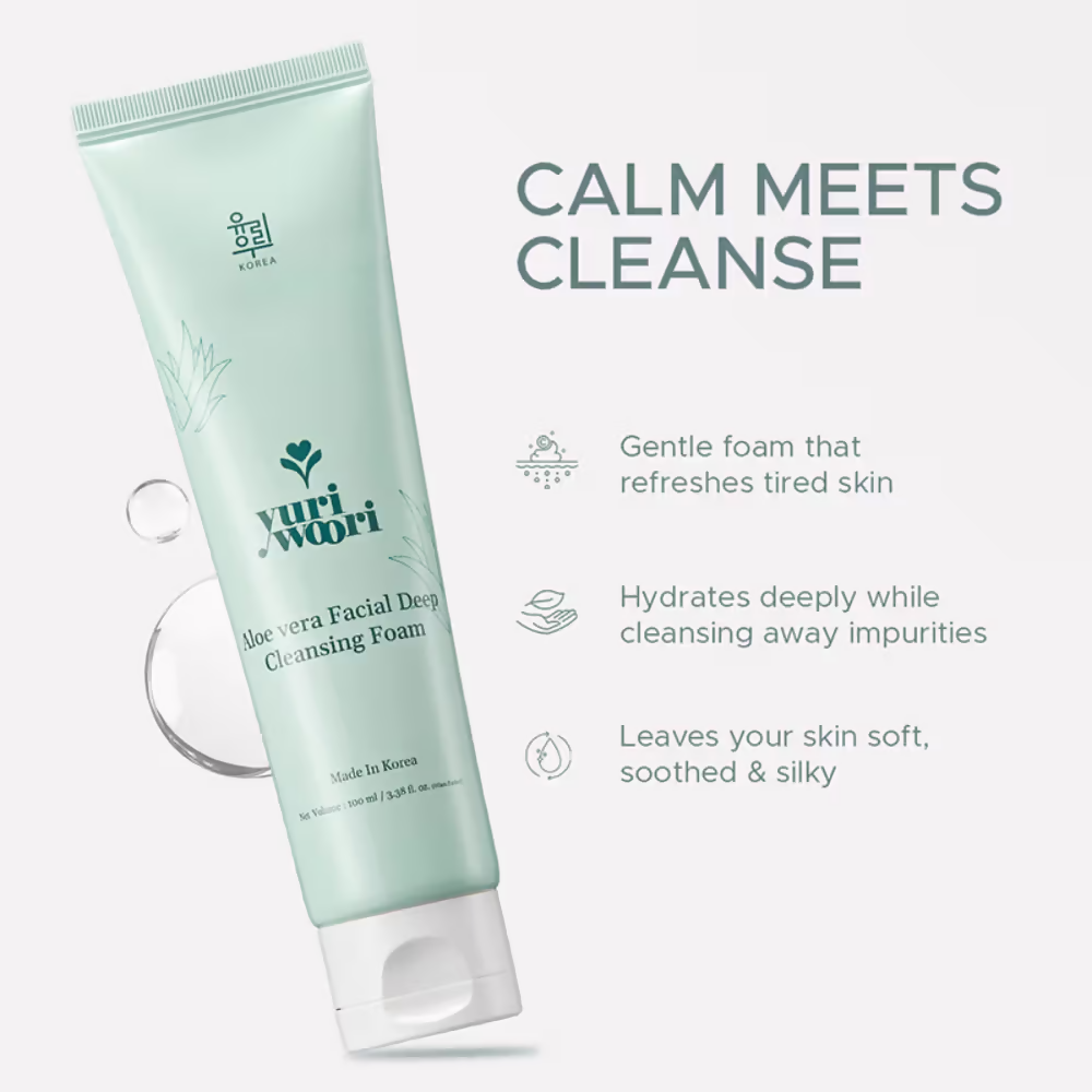 Yuri Woori Aloevera Facial Deep Cleansing Foam | Grocsy