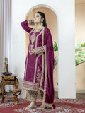 Teeya Creation Wine Color Chinnon Silk Embroidery Work Fully Stitched Salwar Suit | Grocsy