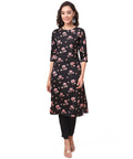 Vamika Black French Crepe Printed Party Wear/Casual Wear Kurti | Grocsy