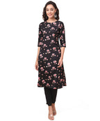 Vamika Black French Crepe Printed Party Wear/Casual Wear Kurti | Grocsy