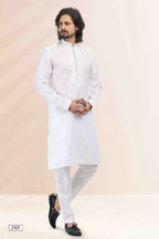 Raivat Ethnic Linen Cotton Pintux Work Kurta Pajama In Off White Colour | Grocsy
