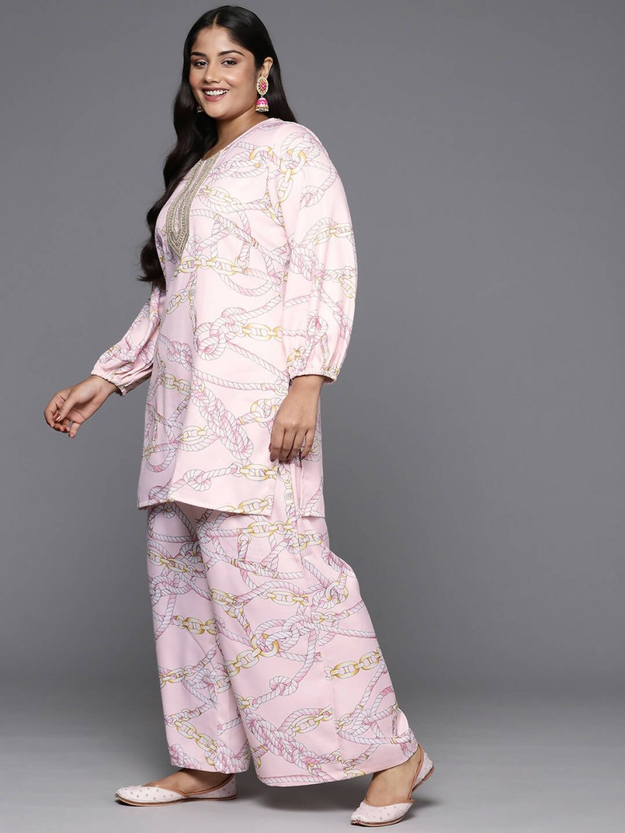 Ahalyaa Women's Traditional Wear Co-ords - Pink | Grocsy