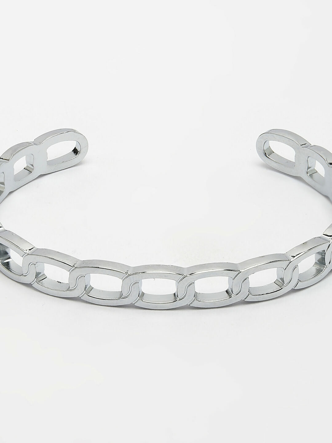 NVR Men's Silver-Plated Metal Cuff Bracelet
