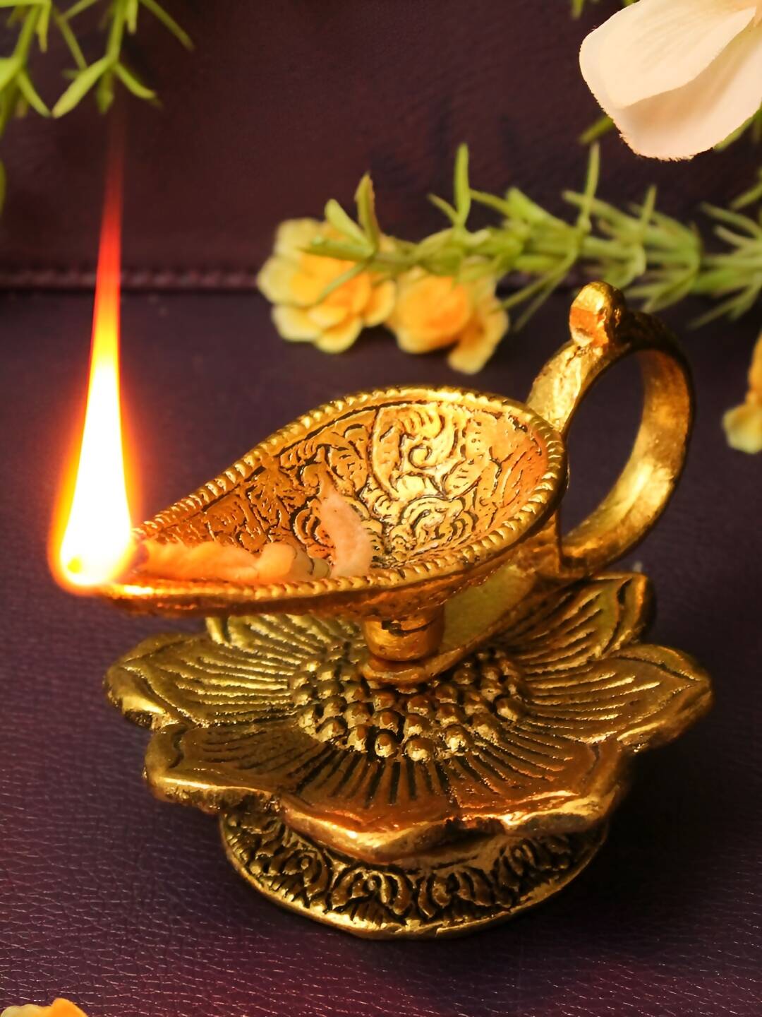 Spillbox Gold-Toned Brass Aishwarya Diya Pooja Essential | Grocsy