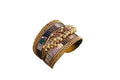 Mominos Fashion Gold-Polished Oxidised Mirror & Ghungroo Cuff openable Bracelet (MF0512)