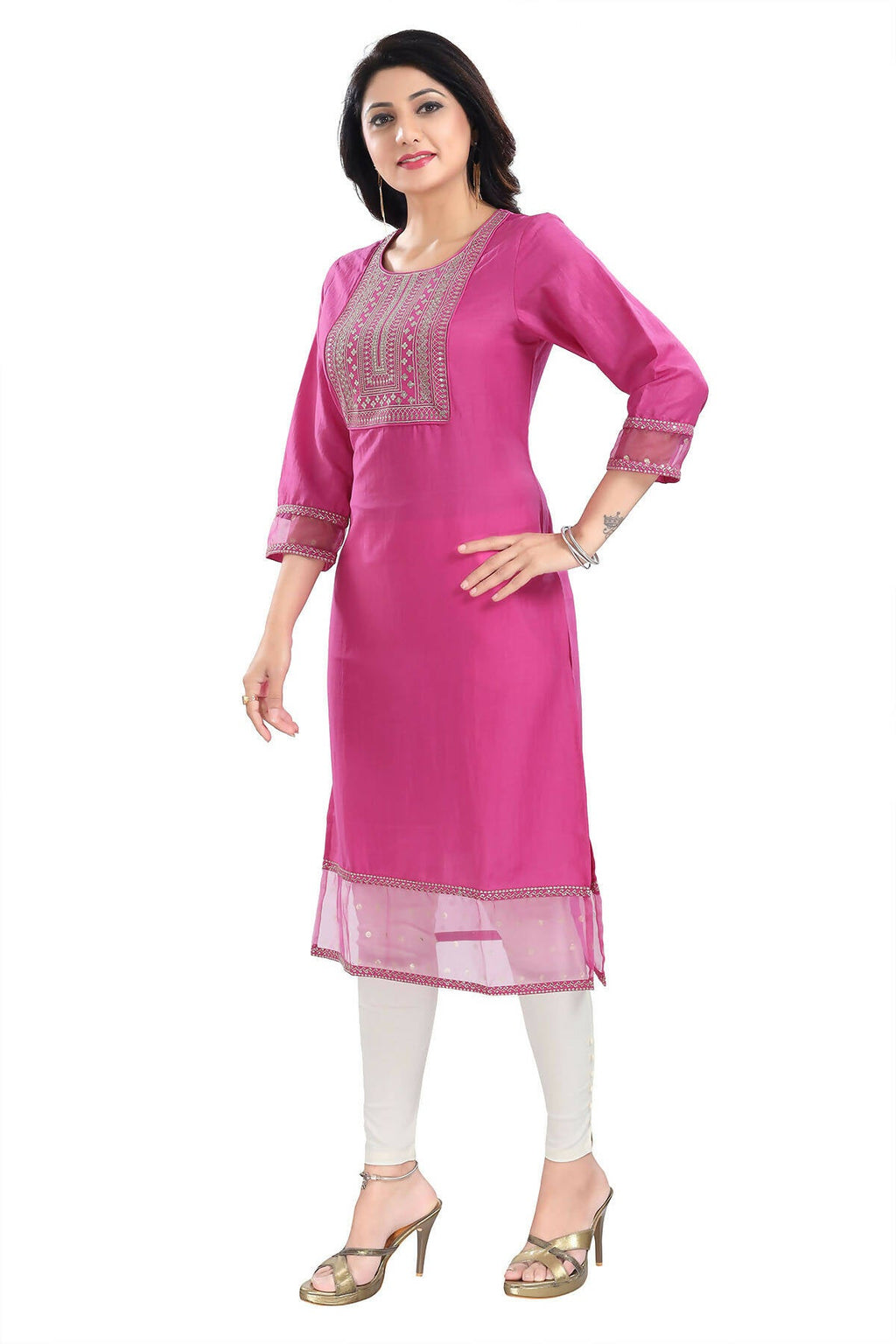 Snehal Creations Wonderful Art Silk Designer Long Kurti Tunic With Zari Embroidery | Grocsy