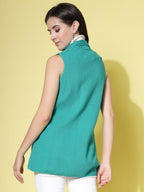 Women Winter Green Acrylic Cardigan - Wool Trees | Grocsy