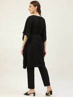 FIORRA Women's Black Poly Crepe Kaftan Type Kurta Set | Grocsy