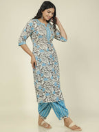 Aramya Straight Soft Cotton Floral Print Women's Kurta - Off White | Grocsy