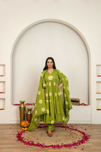 Joban Fashion Green Tie & Dye Cotton Suit Set | Grocsy