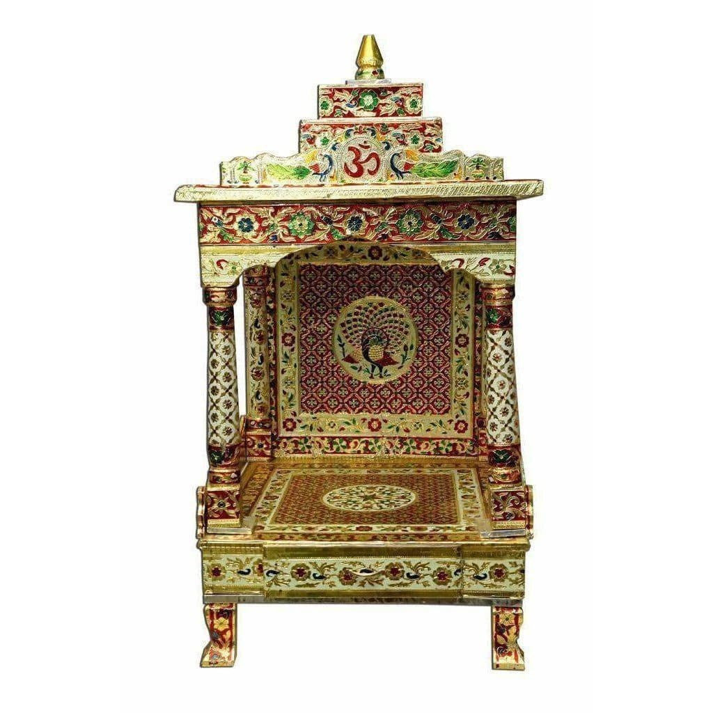 Silver Coated Multi Color Pooja Mandir / Pooja Mandiram Multi Color | Grocsy