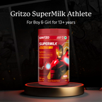Gritzo SuperMilk Athlete Iron Man (13+y Boy & Girl), 17g Protein Powder (Double Chocolate) | Grocsy