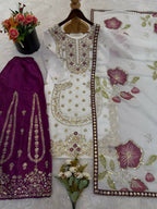 Teeya Creation Wine Gimmy Silk Designer Embroidery Work Wedding Wear Palazzo Pair | Grocsy