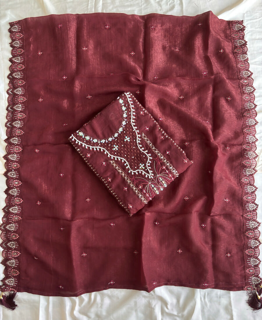 KC Red Pakistani Crunchy Silk Heavy Salwar Kameez For Women | Grocsy