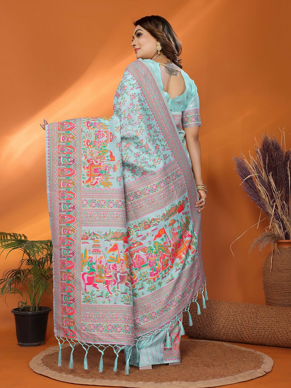 Joban Fashion Rama Meena Weaves Pashmina Sarees | Grocsy