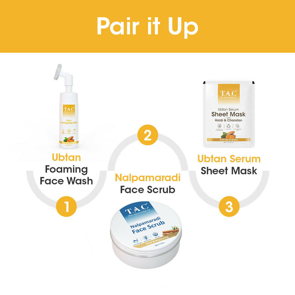 TAC - The Ayurveda Co. Ubtan Serum Sheet Mask | with Sandalwood, Saffron & Turmeric | Grocsy