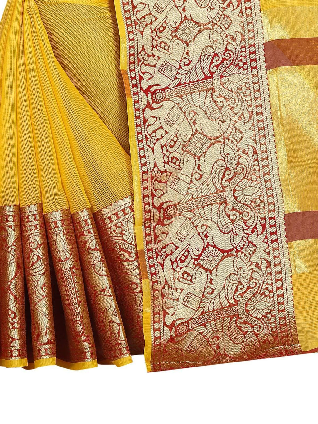 Vamika Banarasi Jaquard Yellow Weaving Saree | Grocsy