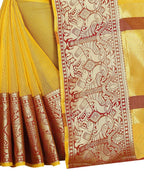 Vamika Banarasi Jaquard Yellow Weaving Saree | Grocsy