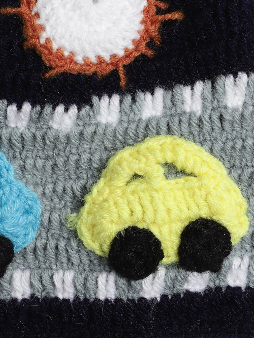 Chutput Kids Woollen Hand Knitted Car Detail Cap - Blue | Grocsy