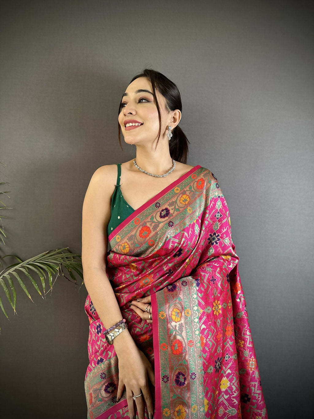 Joban Fashion Hot Pink Banarasi Soft Silk Woven Saree | Grocsy