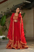 Joban Fashion Red Georgette Sequence Embroidery Work Kurta Set | Grocsy