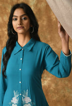 Joban Fashion Blue Cotton Rayon Kurta Set | Grocsy