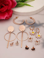 NVR Women's Set of 6 Rose Gold-Polished Contemporary Drop Earrings | Grocsy